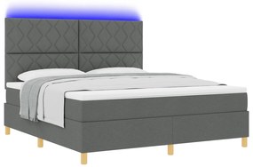 vidaXL Κρεβάτι Box Spring με Στρώμα & Φωτιστικό LED Σκούρο Γκρι 180x200 εκ Υφασμάτινο