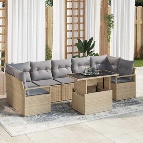 vidaXL Σετ Καναπέ Κήπου 8 pcs μπεζ και ανοιχτό γκρι 100 x 55 x 73 εκ