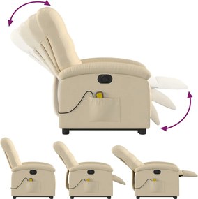 vidaXL Πολυθρόνα Μασάζ Ηλεκ. Ανακλινόμενη με Ανύψωση Κρεμ Υφασμάτινη