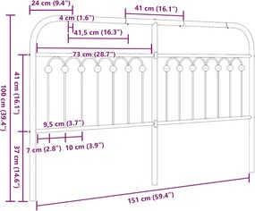 vidaXL Ανταλλακτικό κεφαλάρι Λευκό 150 εκ. Μεταλλικό