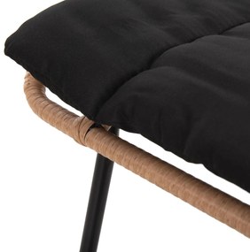 Σκαμπό Μπαρ ALLEGRA C5709.11 Μεταλλικό Μεσαίου Ύψους με Μπεζ Wicker &amp; Μαύρο Μαξιλάρι 46x46x99Υεκ 46x46x99 εκ.