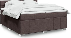 vidaXL Κρεβάτι Boxspring με Στρώμα Σκούρο Καφέ 200x200 εκ. Υφασμάτινο