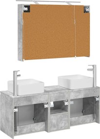 vidaXL Σετ Ντουλαπιών Μπάνιου 4 pcs Γκρι Σκυροδέματος