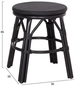 Σκαμπό CHINO C6285.02 Μαύρο Αλουμινίου Bamboo Look με Textilene Φ36x46Υ εκ. 36x36x46 εκ.