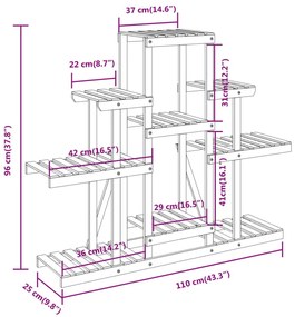 Βάση Λουλουδιών 110 x 25 x 96 εκ. από Μασίφ Ξύλο Ελάτης - Καφέ