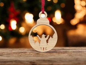 Σετ των 3 Intra απο ξύλο plywood 3mm-4mm πάχος – Χριστουγεννιάτικο μπιχλιμπίδι χιονάνθρωπος στο δάσος 30x35 cm INTRAVECTRY-MY548084