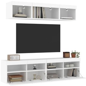vidaXL Έπιπλα Τοίχου Τηλεόρασης 5 τεμ LED Λευκά από Επεξεργασμένο Ξύλο