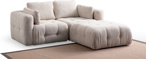 Corner Sofa Amaris 2 Seater With Pouffe - Beige Beige