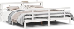 vidaXL Σκελετός Κρεβατιού με Κεφαλάρι Χωρίς Στρώμα Λευκό 200x200 εκ.