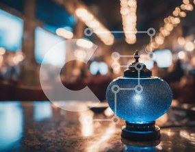 Intra Συλλεκτικό Ξύλινο Παζλ Plywood 4mm - Μπλε γυάλινο βάζο σε τραπεζαρία Σε Ξύλινο Κουτί - Διαστάσεις Puzzle: 10x10 cm – 25 κομμάτια