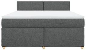 Κρεβάτι Boxspring με Στρώμα Σκούρο Γκρι 180x200 εκ Υφασμάτιν - Γκρι