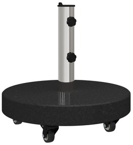 vidaXL Βάση Ομπρέλας με Ρόδες για Πόλους Ø38/48mm Μαύρη Γρανίτη 30 kg Στρογγυλή
