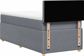vidaXL Κρεβάτι Boxspring με Στρώμα Ανοιχτό Γκρι 90x200 εκ. Υφασμάτινο
