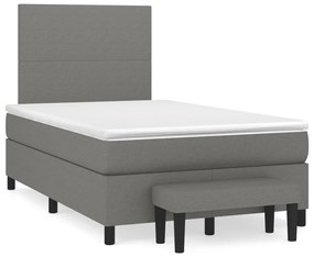 Κρεβάτι Boxspring με Στρώμα Σκούρο Καφέ 120x190 εκ Υφασμάτινο - Καφέ