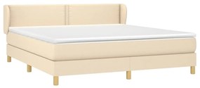 Κρεβάτι Boxspring με Στρώμα Κρεμ 180x200 εκ. Υφασμάτινο - Κρεμ