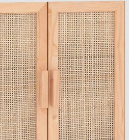 vidaXL Ντουλάπι Λευκό 60 x 30 x 70 εκ. από Μασίφ Πεύκο &amp; Φυσικό Ρατάν