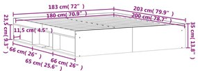 Πλαίσιο Κρεβατιού Γκρι Σκυροδέματος 180 x 200 εκ. Super King - Γκρι