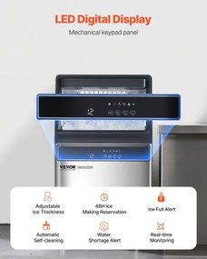 VEVOR Commercial Ice Maker Freestanding Cabinet Machine 110lbs/24H 50 Ice Cubes