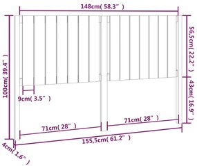 vidaXL Κεφαλάρι Κρεβατιού 155,5 x 4 x 100 εκ. από Μασίφ Ξύλο Πεύκου