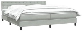 vidaXL Box Spring κρεβάτι με στρώμα ανοιχτό γκρι 200x220 εκ. Βελούδινο