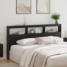 vidaXL Κεφαλάρι Μαύρη Οξυά 200 x 17 x 102 cm Επεξεργασμένο ξύλο