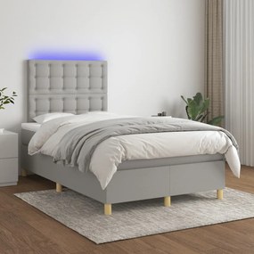 ΚΡΕΒΑΤΙ BOXSPRING ΜΕ ΣΤΡΩΜΑ &amp; LED ΑΝ.ΓΚΡΙ 120X190ΕΚ. ΥΦΑΣΜΑΤΙΝΟ 3270274