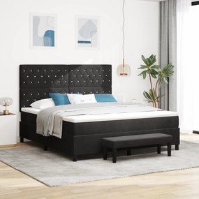 vidaXL Κρεβάτι με Βαλίτσα και Στρώμα Μαύρο 180x200 εκ Βελούδο