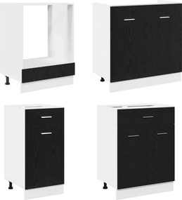 vidaXL Μονάδα κουζίνας Lyon 8 pcs Μαύρη Δρυς Επεξεργασμένο Ξύλο