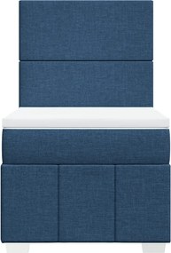 vidaXL Κρεβάτι Boxspring με Στρώμα Μπλε 90x200 εκ.Υφασμάτινο