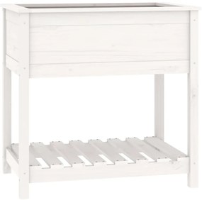 vidaXL Ζαρντινιέρα με Ράφι Λευκή 82,5x54x81 εκ. Μασίφ Ξύλο Πεύκου