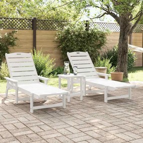 vidaXL Ξαπλώστρα 2 pcs Λευκό 195,5 x 53 x 98,5 εκ Πολυαιθυλένιο