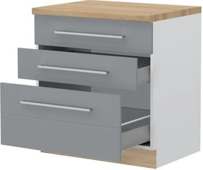 Επιδαπέδιο ντουλάπι Hudson R-80-3MBOX-Λευκό - Γκρι - 80.00Χ60.00Χ88.00cm