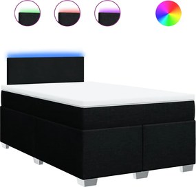 vidaXL Κρεβάτι Boxspring με Στρώμα Μαύρο 120x190 εκ. Υφασμάτινο