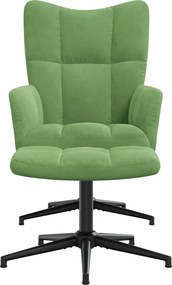 vidaXL Πολυθρόνα Relax Ανοιχτό Πράσινο Βελούδινη με Σκαμπό