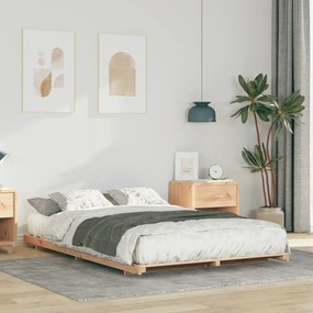 vidaXL Κρεβάτι δαπέδου Καφέ 140 x 190 cm Μασίφ ξύλο πεύκου