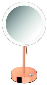 Καθρέπτης Μεγεθυντικός x3 Led Μπαταρίας 4xAA Επικαθήμενος Ø20xH36,5 cm Rose Gold 24K Sanco Cosmetic Mirrors MRLED-903-A06