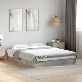 vidaXL Πλαίσιο Κρεβατιού Γκρι Σκυροδέματος 140x200 εκ. Επεξεργ. Ξύλο