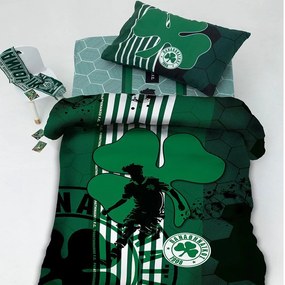 Σεντόνια Παιδικά Panathinaikos FC11 Με Λάστιχο (Σετ 3τμχ) Green-White Palamaiki Μονό 110x230cm 100% Cotton