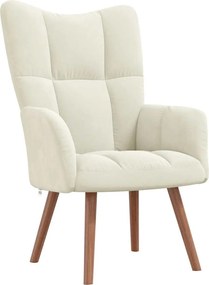 vidaXL Πολυθρόνα Relax Λευκό Κρεμ Βελούδινη