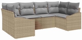 vidaXL Σετ Καναπέ Κήπου 6 pcs Μπεζ Πολυ ράταν