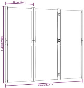 Διαχωριστικό Δωματίου με 3 Πάνελ Αν. Γκρι 210 x 180 εκ. - Γκρι