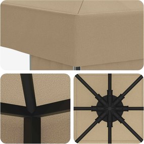 vidaXL Κιόσκι 3 x 3 m Μπεζ Πολυεστέρας και Χάλυβας 190 gsm
