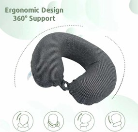 Μαξιλαράκι Ταξιδίου Memory Foam Σχήμα Πέταλο - Μαύρο