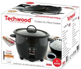 Κουζίνα ρυζιού Techwood TCR-106, 400W, 1 l, συντήρηση θερμότητας, Μαύρο