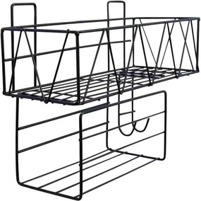 Επιτοίχιο Μεταλλικό Ράφι με Γάντζους 30x12.5x24cm Άσπρο ή Μαύρο