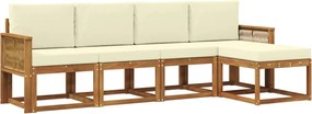 vidaXL Σειρά Καναπέ Εξωτερικού 5 pcs Φυσικό και Κρέμα Πολυεστέρας