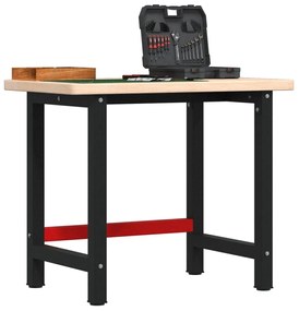 vidaXL Πάγκος Εργασίας Ορθογώνιος 100x60x83 εκ. από Μασίφ Ξύλο Δρυός