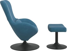 vidaXL Αυγό Καρέκλα με Σκαμνί with Footstool Μπλε Βελούδο