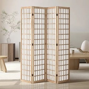 VEVOR Room Divider Japanese Wall Divider 4 Pane for Room Separation (Natural)