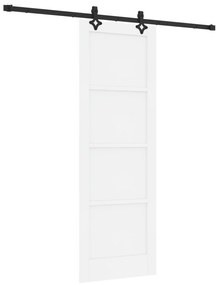 vidaXL Συρόμενη Πόρτα  με Σετ Χαρκείας Λευκή 73.5x211 εκ. Σταθερό Ξύλο Πεύκο